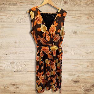 NWOT Alex Marie fall dress in orange, brown & yellow | Size 12